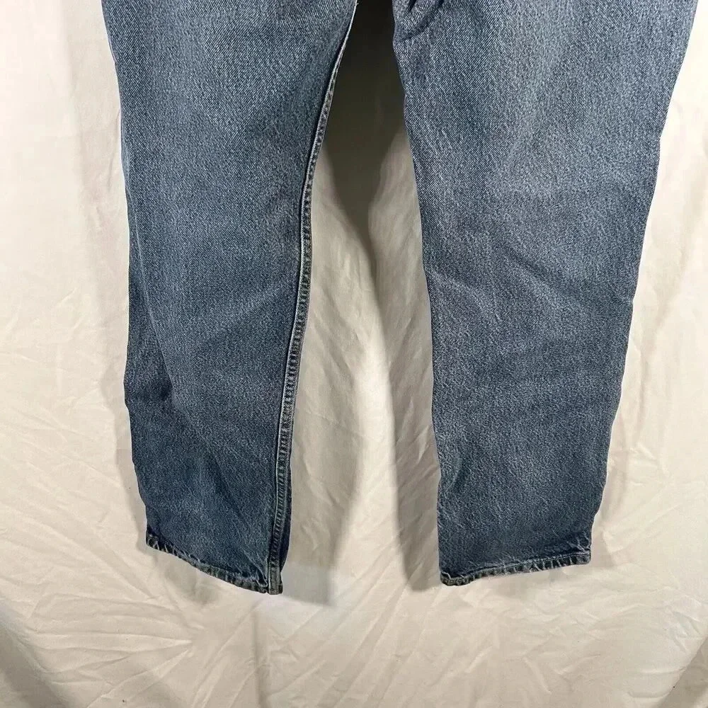 Levis 505 Men's 36 X 32 Medium Wash Distressed Denim 100% Cotton Button